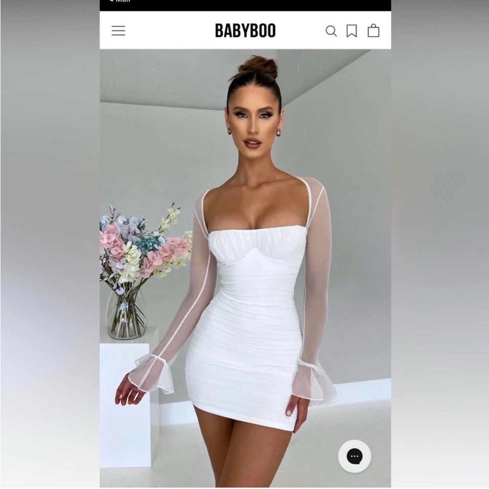 Babyboo White Sheer Sleeve Mini Dress
